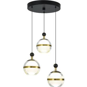 3-Light Modern Pendant Light Globe Pendant Lighting Fixtures,Clear Lampshade Small Pendant Lights Kitchen Island,Dimmable LED Hanging Light for Bedroom,Dining Room,Hallway