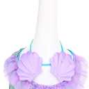 Mermaid Goose Outfit Porch Goose Princess Outfit Marine Animal Theme Goose Clothes with Shiny Mermaid Dress Purple Shell Bra Crown Fits 23'' Geese Statue for Garden Patio Yard Lawn Decor