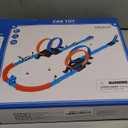 LILYBUDS Toy Car Track Gift Set for Boys Kids Age 3-5 4-7 8-12, Long Race Tracks with 4 Action Loops and 4 High-Speed Slot Die-Cast Race Cars, 35+ Pieces Race Tracks to Create Multiple Configurations