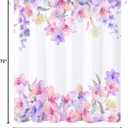 AO BLARE Floral Shower Curtain, Watercolor Pink Flower Spring Flower Fabric Bathroom Shower Curtain Set with Hooks 72 X 72 Inches