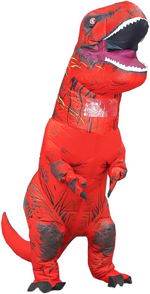 Rysotowy Inflatable Dinosaur Costume for Adults Blow up T-rex Costume Funny Party Dino Costume Fancy Halloween Costume Suit (Red)