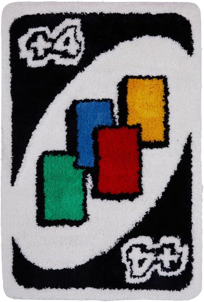 Uno Rug  24X36 Inch Fluffy Cool Rugs for Bedroom, Bathroom, or Game Room  Funky, Aesthetic for Men, Women & Teens  Vibrant Colors with Non-Slip TPR Backing (Uno Original Card)