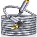 90 Degree Subwoofer Cable 20ft/6M,Right Angle RCA Cable Male to Male for SubwooferAmplifier-Grey