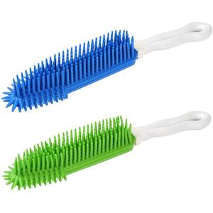 LandHope 2 Pack Pet Hair Removal Tool Pet Hair Remover Rubber Cat Hair Remover Portable for Carpet Clothes Furniture Sofa Leather Car Seat Bath with Massage Effect (Green + Blue)