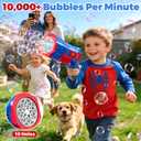 Zerhunt Bubble Gun Machine for Kids: 10,000+ Bubbles/Min Automatic Blower with LED Lights & Leak-Proof Design - Outdoor Summer Toy for Toddlers Ages 3+ - Birthday Easter Wedding Party Favors