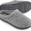 HomeTop Women's Knit Memory Foam Slippers Warm Soft House Shoes with Anti-slip Sole (11-12, Grey)