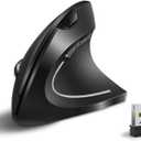 Vassink Ergonomic Mouse, Rechargeable Wireless Mouse, 2.4GHz Rechargeable Wireless Vertical Optical Mice with USB Receiver, 6 Buttons for Laptop, PC, Computer Black