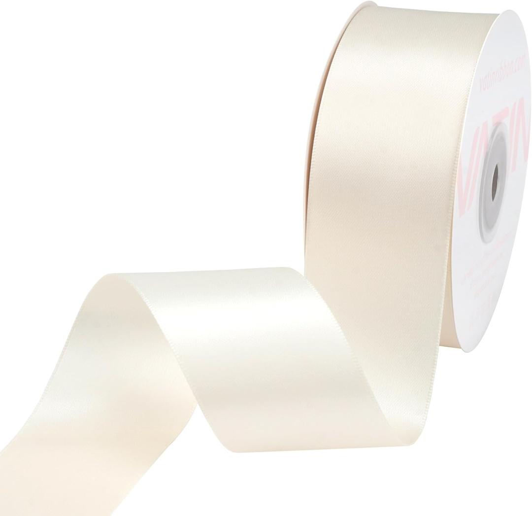 VATIN Valentine's Day Ivory Satin Ribbon 1-1/2" Continuous 50 Yards,Ivory Polyester Fabric Ribbon use for Flower Bouquet, Gift Wrapping, Wedding Decor, Bows Making, Wreath Supplies