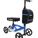 Steerable Knee Walker Deluxe Medical Scooter for Foot Injuries Compact Crutches, with Dual Rear on-Wheel Brake and Shock Absorption Under The Knee pad, Blue