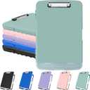 Clipboard with Storage, Plastic Clipboards 8.5"x11" with Pen Holder, High Capacity Nursing Clipboard Folder, Side Opening Storage Clip Board for Office Work Nurses Teachers (Grey Green)