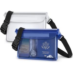 HEETA 2-Pack Waterproof Fanny Pack Pouch Dry Bag for Phone Passport Purse | Adjustable Waist Strap, for Swimming Kayaking Boating Paddle Board Accessories Camping Beach Vacation Cruise Ship Essentials, 9 inches x 6.7 inches x 0.04 inches