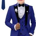 Kids Tuxedo Suit for Boys Slim Fit Wedding Outfit Boys Formal 5 Piece Suit Set (7, Royal Blue)