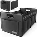 Homeve Trunk Organizer, Car Storage, Reinforced Handles, Collapsible Multi-Compartment, Foldable, Waterproof, Sturdy, 600D Oxford Polyester For Car, SUV, Mini-Van, Black, 2 Compart