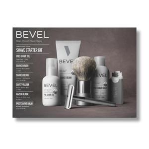 Bevel Shaving Kit for Men, Includes Safety Razor with 40 Replacement Blades, Luxury Shaving Brush, Pre Shave Oil, Shave Cream and Balm (Packaging May Vary)