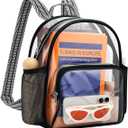 Lyingflat Clear Bag for Stadium Events 12x12x6 Small Clear Backpack Stadium approved for Festival Concert Sport Events Work Travel, Black Guitar