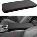 Armrest Lid Accessories for Toyota Camry 2025 2026, Center Console Cover, Arm Rest Box Protective Cover, Armrest Lid Leather Cover, Custom Armrest Interior, Middle Console Cover (Red Stitches)
