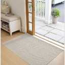 Color&Geometry Extremely White Beige Small Ultra Thin Indoor Door Mat 17"x30", Machine Washable Front Door Mat Non Slip, Low Profile Entrance Mat Indoor, Absorbent Carpet for Inside Use (FOLD)