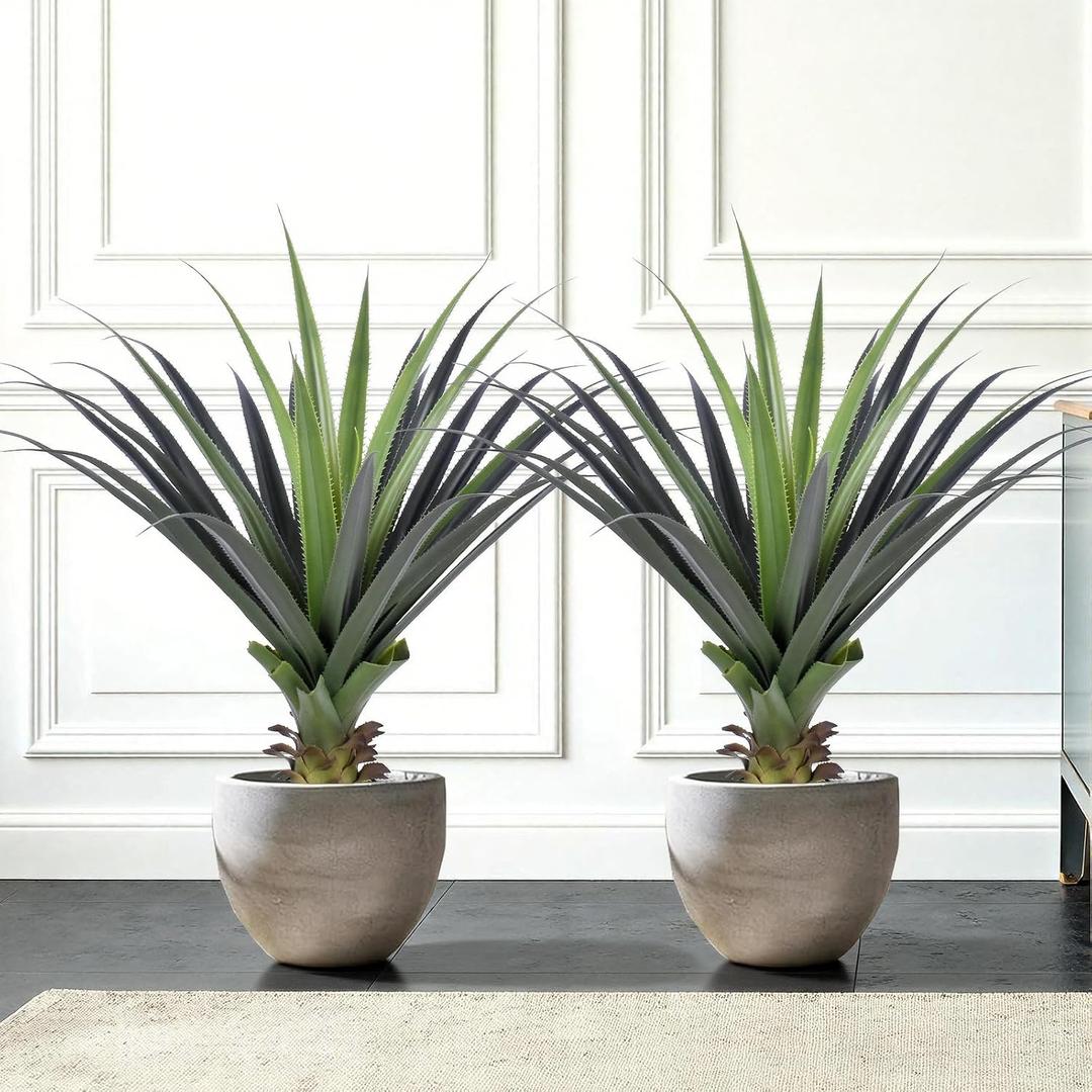 3ft Artificial Spiked Agave Plant, 36" Faux Agave Plants Indoor Small Floor Plant Perfect for Front Porch, Patio, Indoor Outdoor Home, Office Decor (Set of 2)