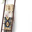 BAMBANG 6-Tier Blanket Ladder for Living Room, Blanket Quilt Ladder Rack Rustic Decorative Towel Holder, Wall Leaning Blanket Ladder Shelf Storage Farmhouse Decor for Bedroom Bathroom, Brown
