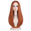 BERON Ginger Long Wig for Women Straight Girls DarkOrange Costume Hair Wigs Middle Part Heat Resistant Synthetic for Cosplay Party or Daily Use Wig