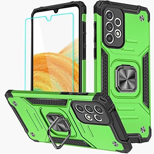HNHYGETE Samsung A33 5G Case, Galaxy A33 5G Case, with HD Screen Protector, 360°Military Grade Rotatable Kickstand (Heavy Duty) Shockproof Protective Fit Cases for Samsung Galaxy A33 5G (Green)