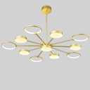 Modern LED Chandeliers Round Pendant Light Farmhouse Gold Sputnik Chandelier Mid Century Ceiling Light Fixtures for Dining Room Bedroom Living Room Kitchen Hallway Foyer11-Light