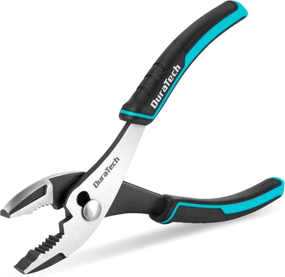 DURATECH 8 Inch Slip Joint Pliers, Pliers Tool with Comfortable TPR Handle, High Carbon Steel, Strong Sharp Teeth, Pliers for Tightening, Loosening and Gripping Nuts and Bolts