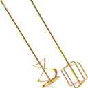 2 Pcs Paint Mixer for Drill 5 Gallon Buckets Paddle Mixer Stirrer Attachment Rustproof Zinc Plated Steel Stirring Sticks for Resin Concrete, and More(Gold,Square Handle)