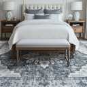 RELEANY Area Rugs 9'x12' Washable Non-Slip, Floral Vintage Distress Print Pattern Medallion Carpet for Living Room Bedroom Dining Room, Light Gray Grey White