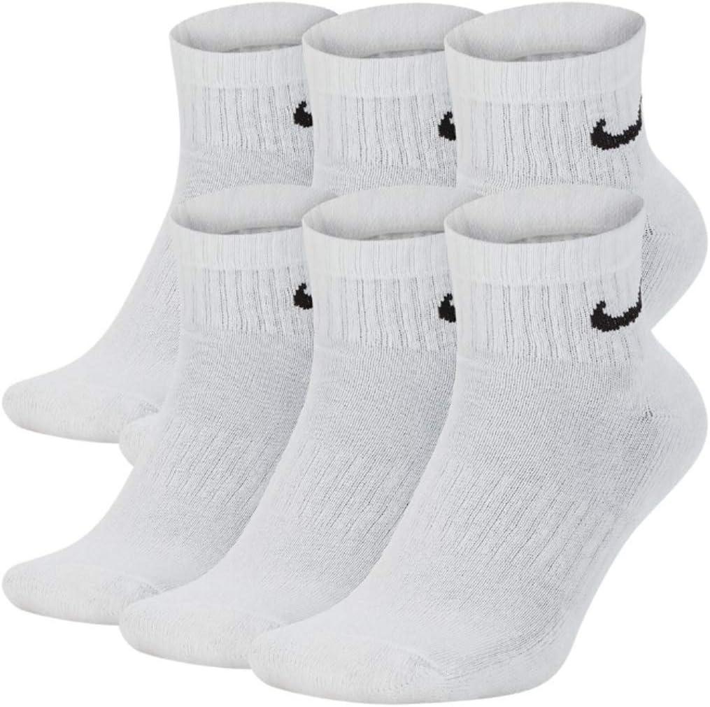 NIKE Everyday Performance Training Socks (6-Pair) (M (Men's 6-8 / Women's 6-10), Ankle(Quarter) White)