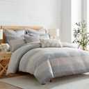 Levtex Home Sand Stripes Natural King/Cal King Comforter Set (106x94in) with 2 Pillowcases (36x20in) - Woven Jacquard Stripe - Tan, Chambray, Blue - Cotton King Size Comforter Set - Soft, Pre-Washed