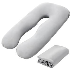Hahafelt Cooling Pregnancy Pillow Cover (Only Pillowcase) 57 Inch Large U Shaped Full Body Pillowcase Maternity Stretchy Soft Breathable Cool Pillow Cover with Zipper for Side Sleeper, Gray