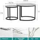 Smuxee White Nesting Coffee Table Set of 2, 23.6" Round Coffee Table Wood Grain Top with Adjustable Non-Slip Feet, Industrial End Table Side Tables for Living Room Bedroom Balcony Yard