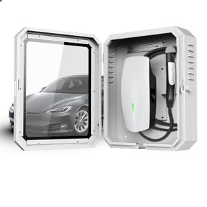 Electric Vehicle Charging Station Box for Tesla 3rd Gen, Charging Station Protection Box for Tesla Indoor and Outdoor Compatible with Tesla Car Charging Station Box Cable Organizer (White)