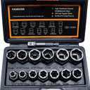 Screw Bolt Nuts Extractor Socket Set, 14 Pieces Impact Bolt & Nut Remover Set, Stripped Lug Nut Remover, Extraction Set for Removing Damaged, Frozen, Rusted, Rounded-Off Bolts, Nuts & Screws