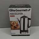 Elite Gourmet 6-Cup Electric Coffee Percolator  Stainless Steel, Fast Brewing, Keep Warm with Auto Shut-Off, Clear Brew Progress Knob, Cordless Serving Base, Reusable Filter, 1000W