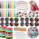 Wettarn 162 Pcs Dragon Party Favors, Dinosaur Birthday Party Supplies Dragon Stickers Mini Model Button Pins Bracelets Keychains Organza Bags Card Tags for Adults Christmas Dinosaur Themed Gifts