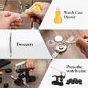 17-Piece Watch Battery Replacement Tool Kit with Watch Press and Back Removal Tool - Professional Watch Repair Kit for All Types of Watches