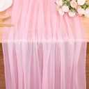 10FT Blushing Pink Chiffon Table Runners 30x120 Inches Boho Rustic Party Sheer Fabric Table Runner for Elegant Wedding Decor Birthday Party Decor Baby Bridal Shower Party Decorations (1pc)