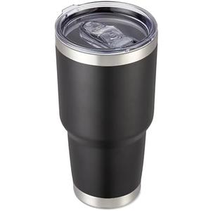 Cool Yoleb 30 oz Tumbler with Lid Stainless Steel Tumblers Vacuum Insulated Cup Reusable Powder Coated Travel Mug Double Wall Leak Proof Portable Cups Keep Cold Drinks for 12 Hours, Black, 1 Pack