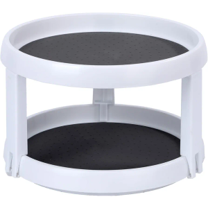 Lazy Susan Organizer, 2 Tier Non Skid Spice Rack Turntable,360 Degree Rotating 10inch Spinning Organizer for Pantry Cabinet, Kitchen, Countertop, Vanity Display Stand