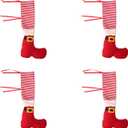 4 Pcs Christmas Tables Chair Socks, Santa Style Elf Legs Chair Leg Socks, Furniture Floor Protectors for Tables Chairs, Holiday Party Home Christmas Chairs Decoration
