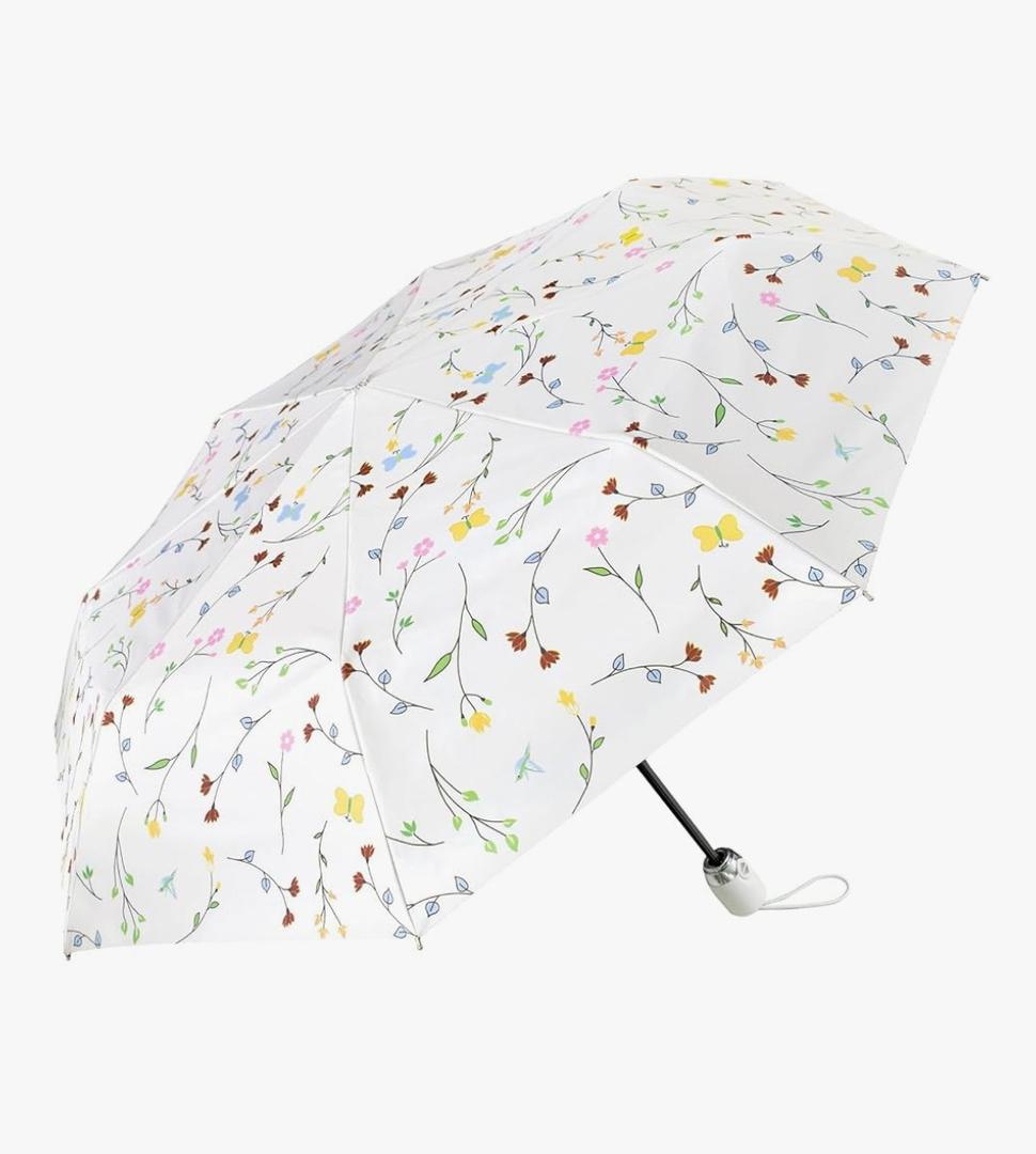 Cuby UV Sun Umbrella Compact Folding Umbrella lightweight Portable Manual Travel Umbrella for Rainproof & 99% UV Protection with Black Anti-UV Coating
