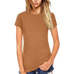 Beluring Women Shirt Short Sleeve Crew Neck Summer Soft Long TshirtsTee Tops Blouse (Large, Model A:brown)