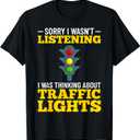 Sign Green Yellow Red Stop Stoplight T-Shirt (M, Black)