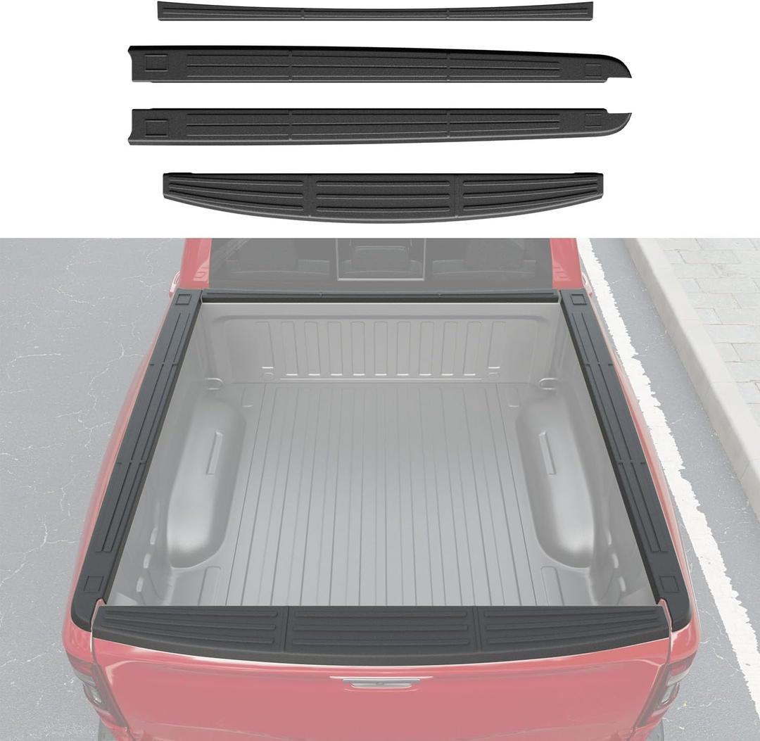5.7FT Truck Bed Rail Caps Compatible with 2019-2026 Dodge Ram 1500 Tailgate Molding Cap TPE Bed Side Rail Cover Protector Replacement for 2019-2026 Dodge Ram 1500 Accessories