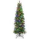 5FT Pre-Lit Hinged Artificial Christmas Tree with 390 Tips & 180 Multicolor Lights