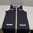 WDIRARA Women's Sleeveless Square Neck A Line Mini Dress Contrast Binding Ruffle Tank Dresses (Medium)