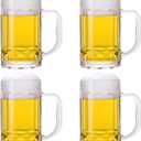 4 Pack Heavy Beer Mugs, Large Beer Glasses with Handle, 14 Ounce Glass Steins, Classic Beer Mug glasses Set