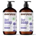 Everyone 3-in-1 Soap, Body Wash, Bubble Bath, Shampoo, 32 Ounce (Pack of 2), Lavender and Aloe, made with Essential Oils for Men and Women